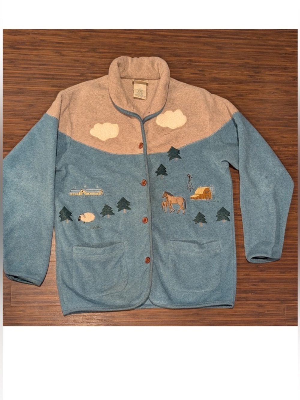 Vintage Fleece Chore Jacket Woman Northern Reflections Embroidered Horse